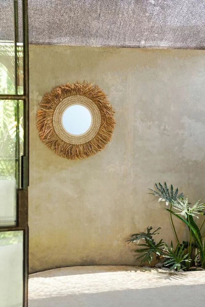 Mirrors - The Raffia Cowrie Mirror - Natural White - BAZAR BIZAR LIVING