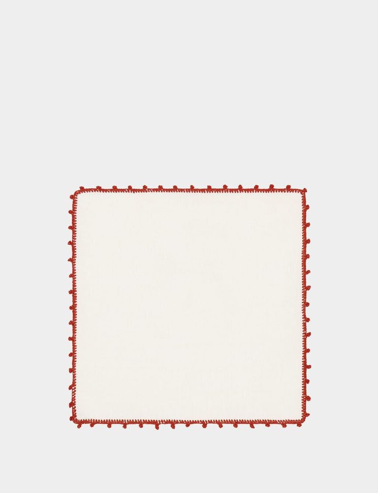 Napkins - Hand Embroidered Teresa Cocktail Napkin - HOUSE OF CAPRICORN