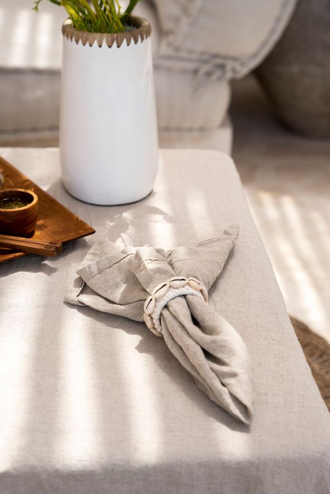 Napkins - The Linen Napkin - Beige - Set of 4 - BAZAR BIZAR LIVING