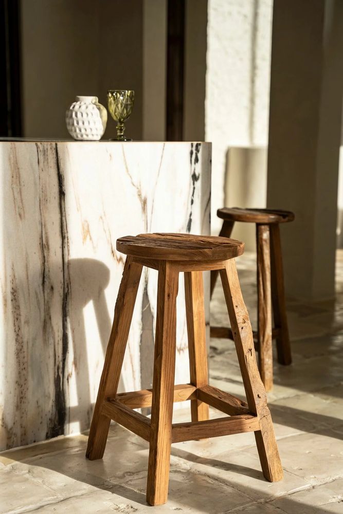Stools - The Shibori Bar Stool - Natural - BAZAR BIZAR LIVING