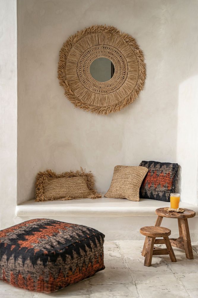 Cushions - The Raffia Flores Cushion Cover Square - Natural - 40x40 - BAZAR BIZAR LIVING