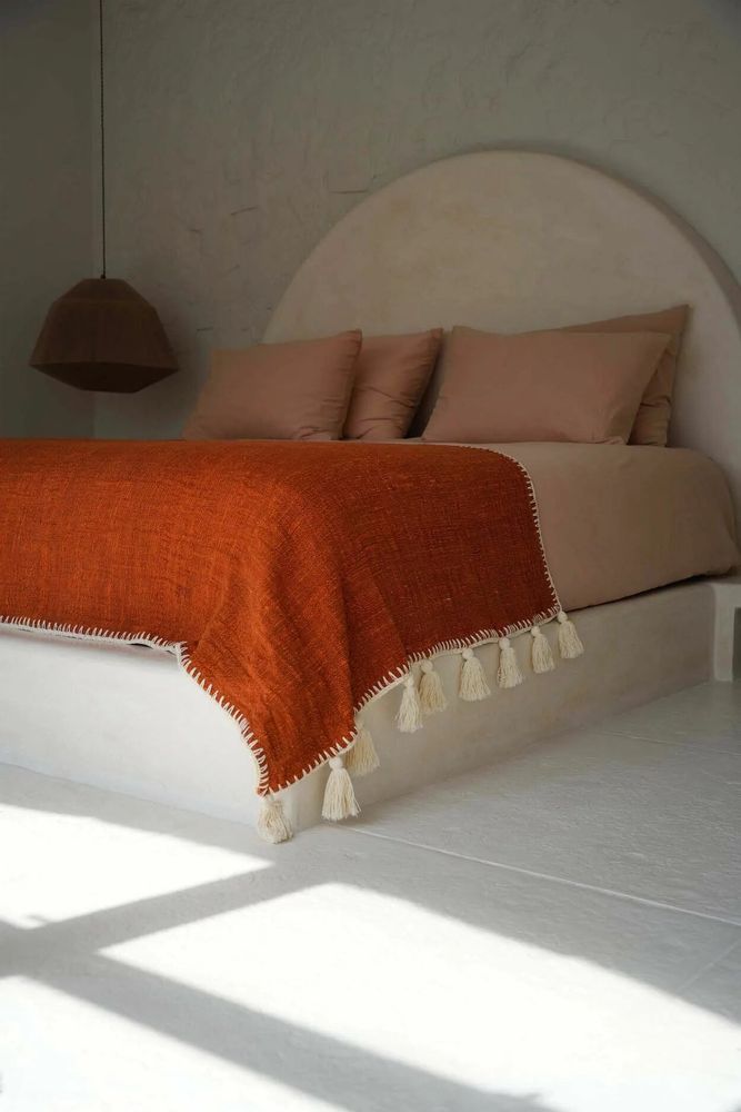 Throw blankets - The Stitch Bed Throw - Terracotta - BAZAR BIZAR LIVING