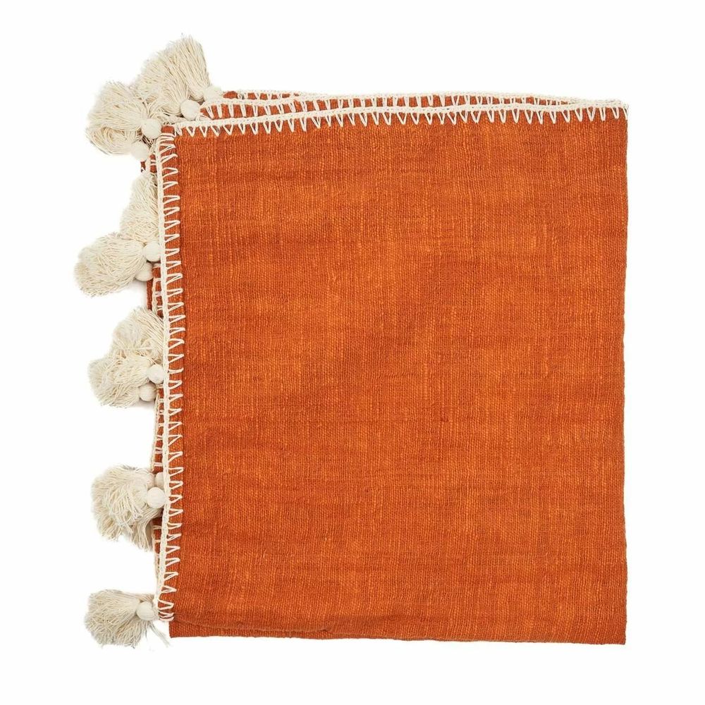 Throw blankets - The Stitch Bed Throw - Terracotta - BAZAR BIZAR LIVING
