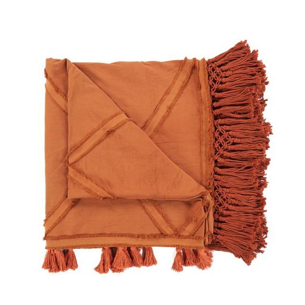 Throw blankets - The Berber Bed Throw - Terracotta - BAZAR BIZAR LIVING