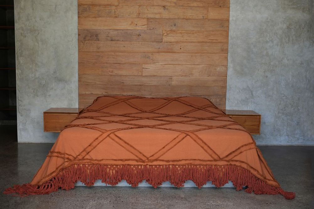 Throw blankets - The Berber Bed Throw - Terracotta - BAZAR BIZAR LIVING