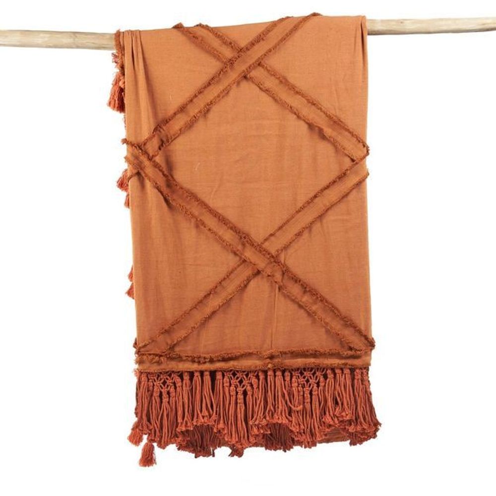 Throw blankets - The Berber Bed Throw - Terracotta - BAZAR BIZAR LIVING