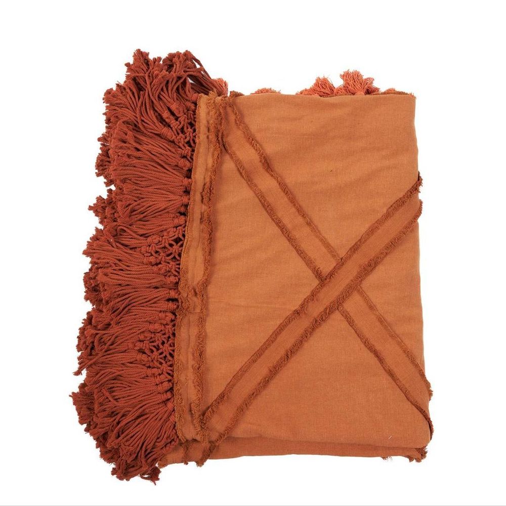 Throw blankets - The Berber Bed Throw - Terracotta - BAZAR BIZAR LIVING
