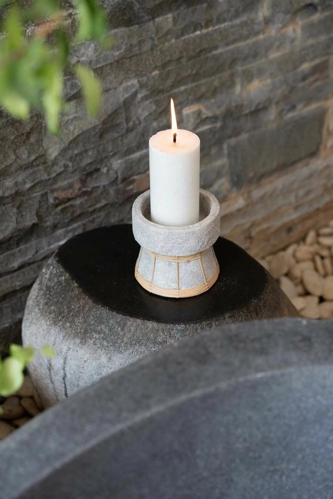Candlesticks and candle holders - The Serene Candle Holder - Concrete Natural - S - BAZAR BIZAR LIVING