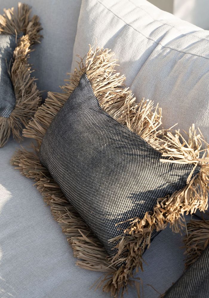 Cushions - The Cotton Bonita Cushion Cover - Natural Black - 30x50 - BAZAR BIZAR LIVING