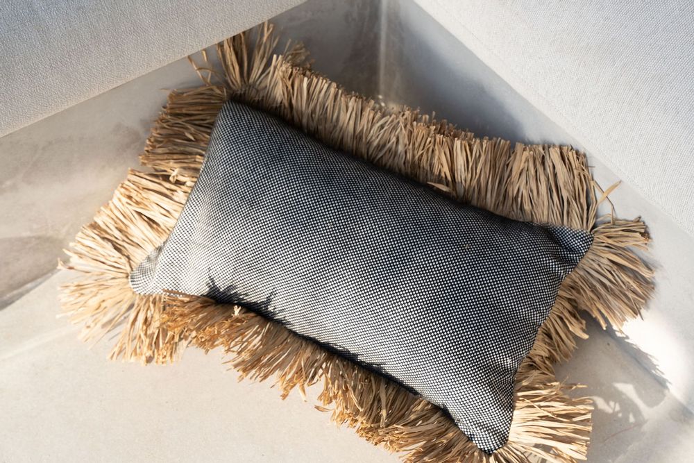 Cushions - The Cotton Bonita Cushion Cover - Natural Black - 30x50 - BAZAR BIZAR LIVING
