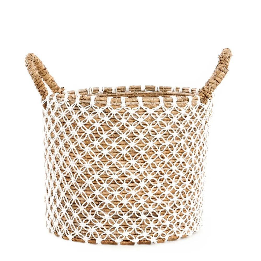 Boîtes de rangement - Le Panier Macramé Stitches Croisés - Naturel Blanc - M - BAZAR BIZAR LIVING