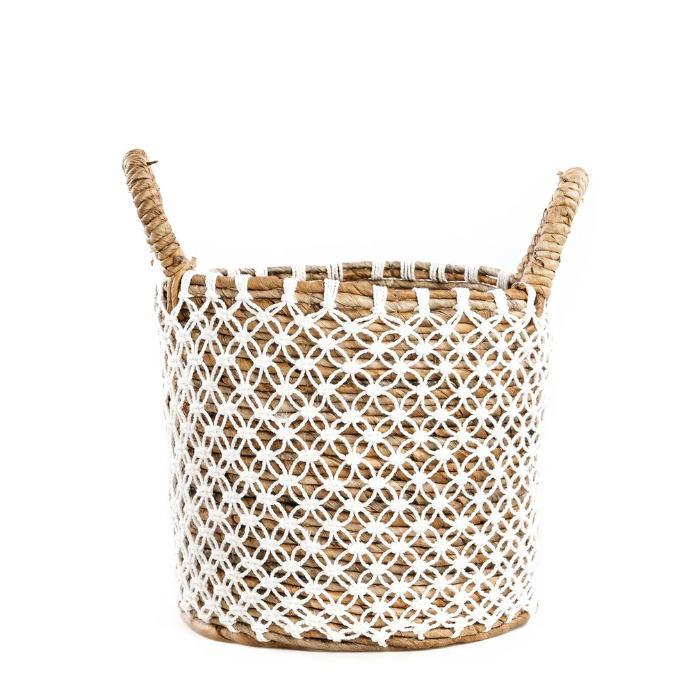 Boîtes de rangement - Le Panier Macramé Stitches Croisés - Naturel Blanc - S - BAZAR BIZAR LIVING