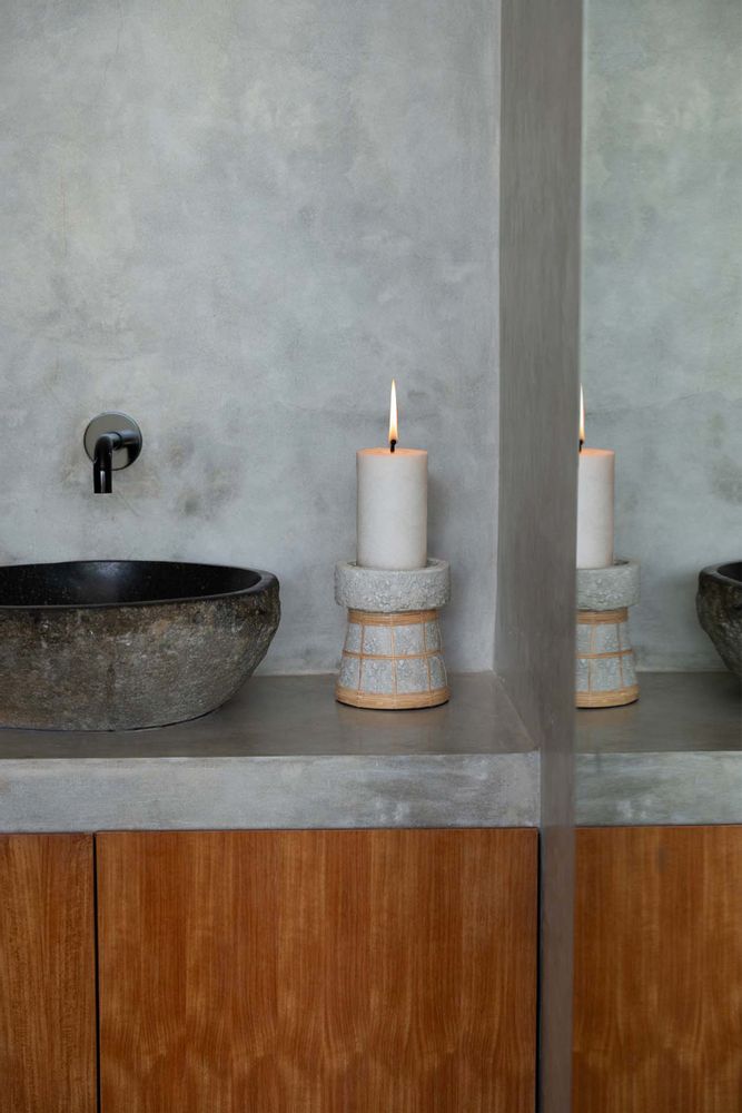 Candlesticks and candle holders - The Serene Candle Holder - Concrete Natural - M - BAZAR BIZAR LIVING