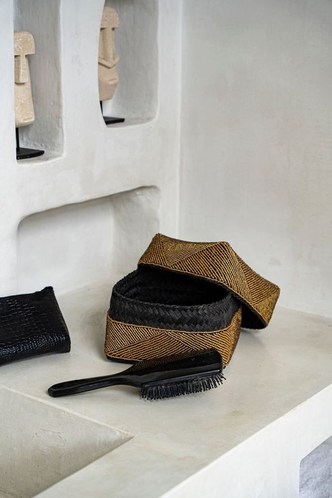 Caskets and boxes - The Beaded Basket - Gold - M - BAZAR BIZAR LIVING