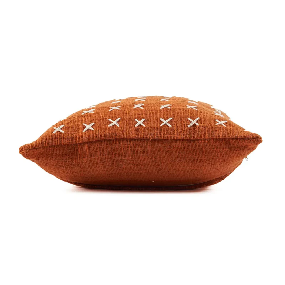 Cushions - The Zillion Kiss Cushion Cover - Terracotta White - BAZAR BIZAR LIVING