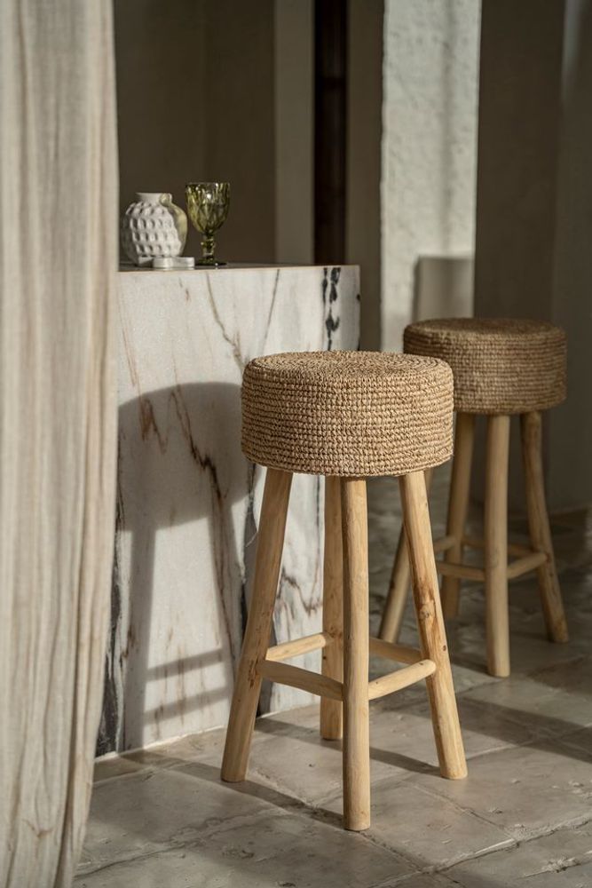 Tabourets - Le Tabouret de Bar Raffia - BAZAR BIZAR LIVING