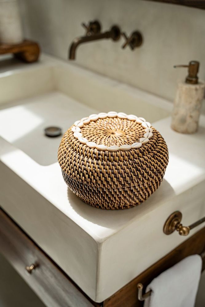Boîtes de rangement  - Le Panier Colonial Peek-a-Boo - Naturel Marron - M - BAZAR BIZAR LIVING