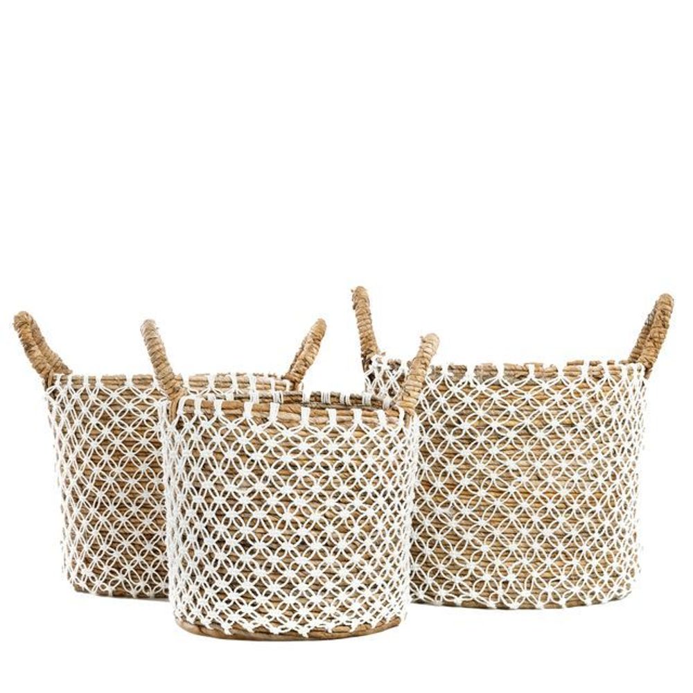 Boîtes de rangement - Le Panier Macramé Stitches Croisés - Naturel Blanc - L - BAZAR BIZAR LIVING