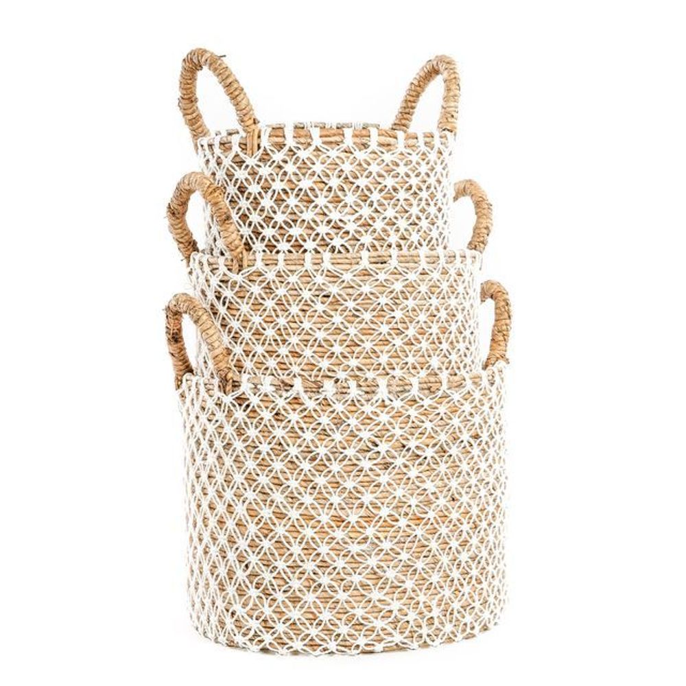 Boîtes de rangement - Le Panier Macramé Stitches Croisés - Naturel Blanc - L - BAZAR BIZAR LIVING