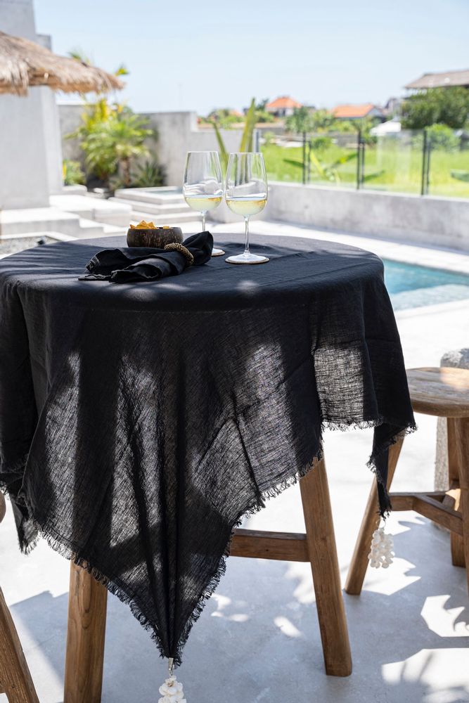Linge de table textile - La Nappe en Lin - Noir - 180x300 - BAZAR BIZAR LIVING