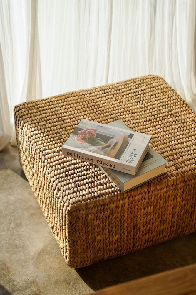 Ottomans - The Hyacinth Pouffe Square - Natural - M - BAZAR BIZAR LIVING