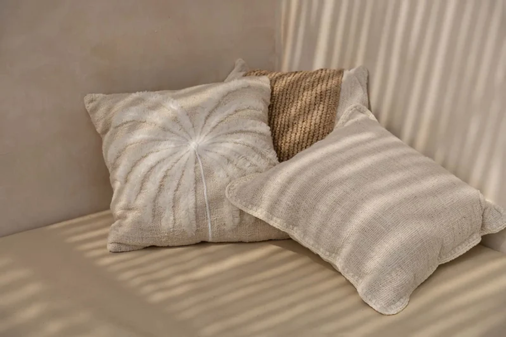 Cushions - The Isla Palm Cushion Cover - Natural White - BAZAR BIZAR LIVING