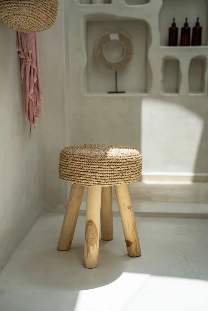 Tabourets - Le Tabouret Raffia - Naturel - BAZAR BIZAR LIVING