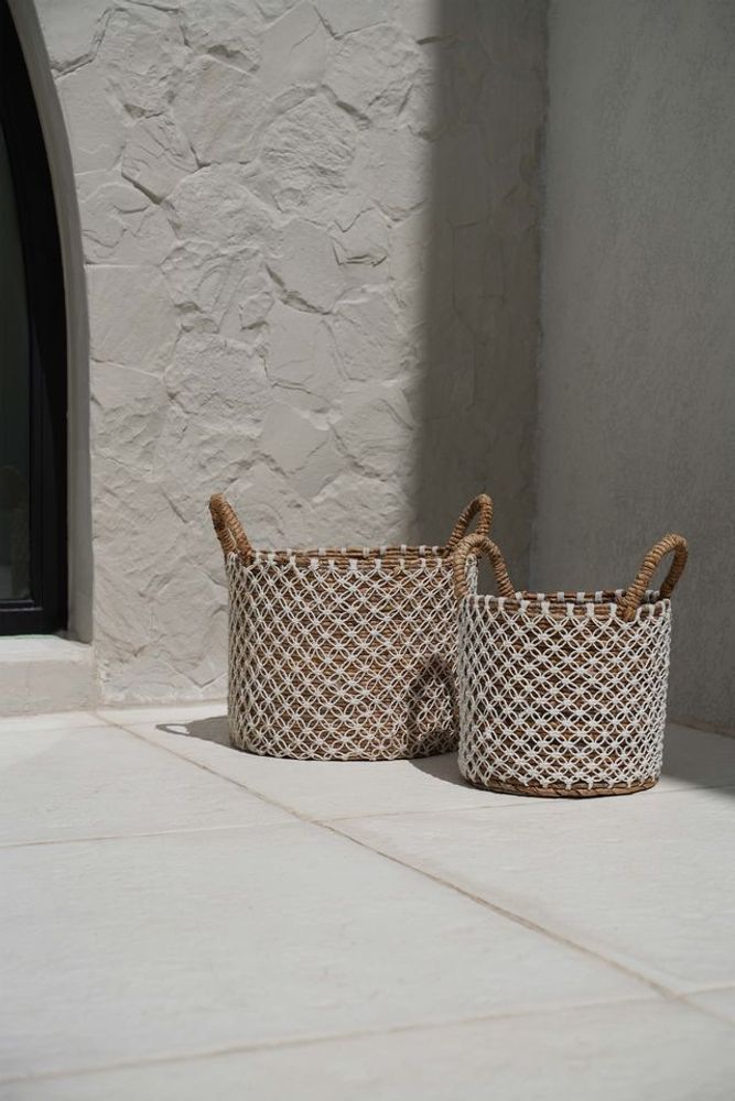 Boîtes de rangement - Le Panier Macramé Stitches Croisés - Naturel Blanc - S - BAZAR BIZAR LIVING