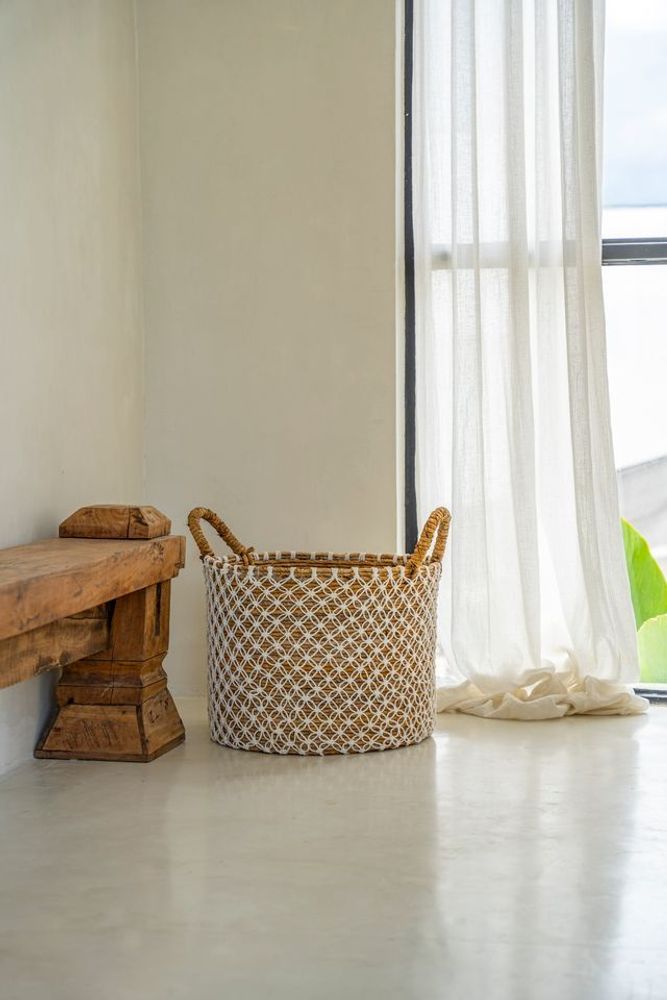 Boîtes de rangement - Le Panier Macramé Stitches Croisés - Naturel Blanc - S - BAZAR BIZAR LIVING