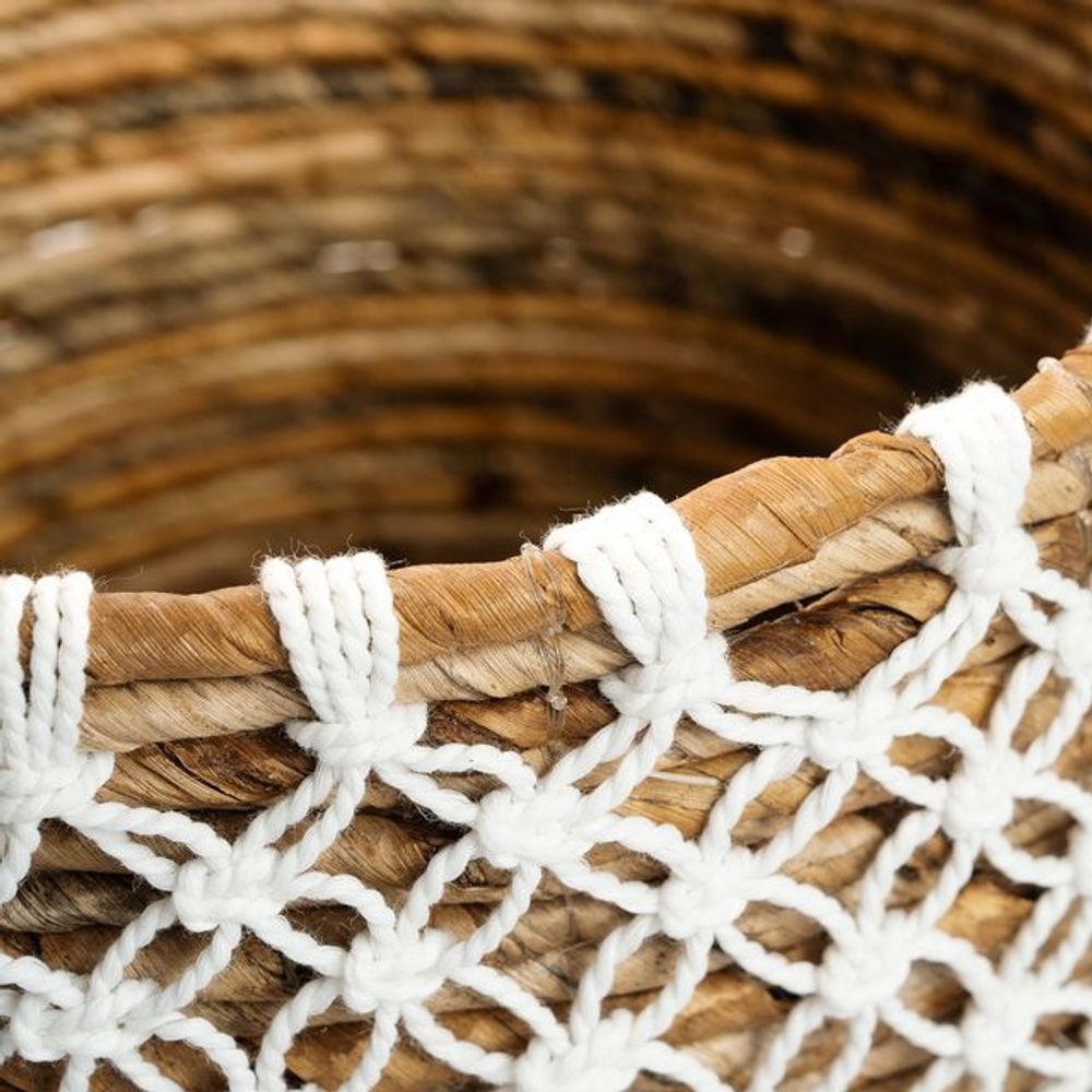 Boîtes de rangement - Le Panier Macramé Stitches Croisés - Naturel Blanc - S - BAZAR BIZAR LIVING