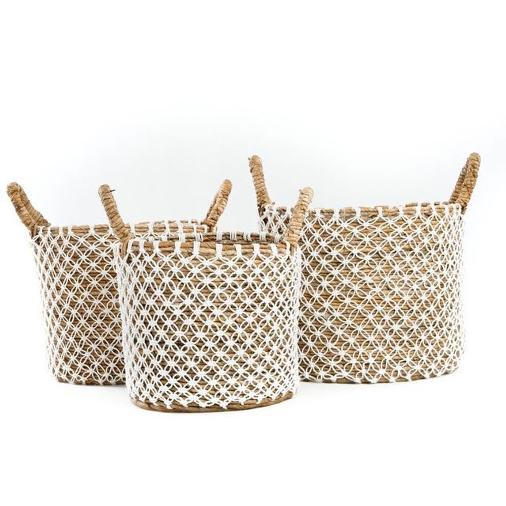 Boîtes de rangement - Le Panier Macramé Stitches Croisés - Naturel Blanc - S - BAZAR BIZAR LIVING