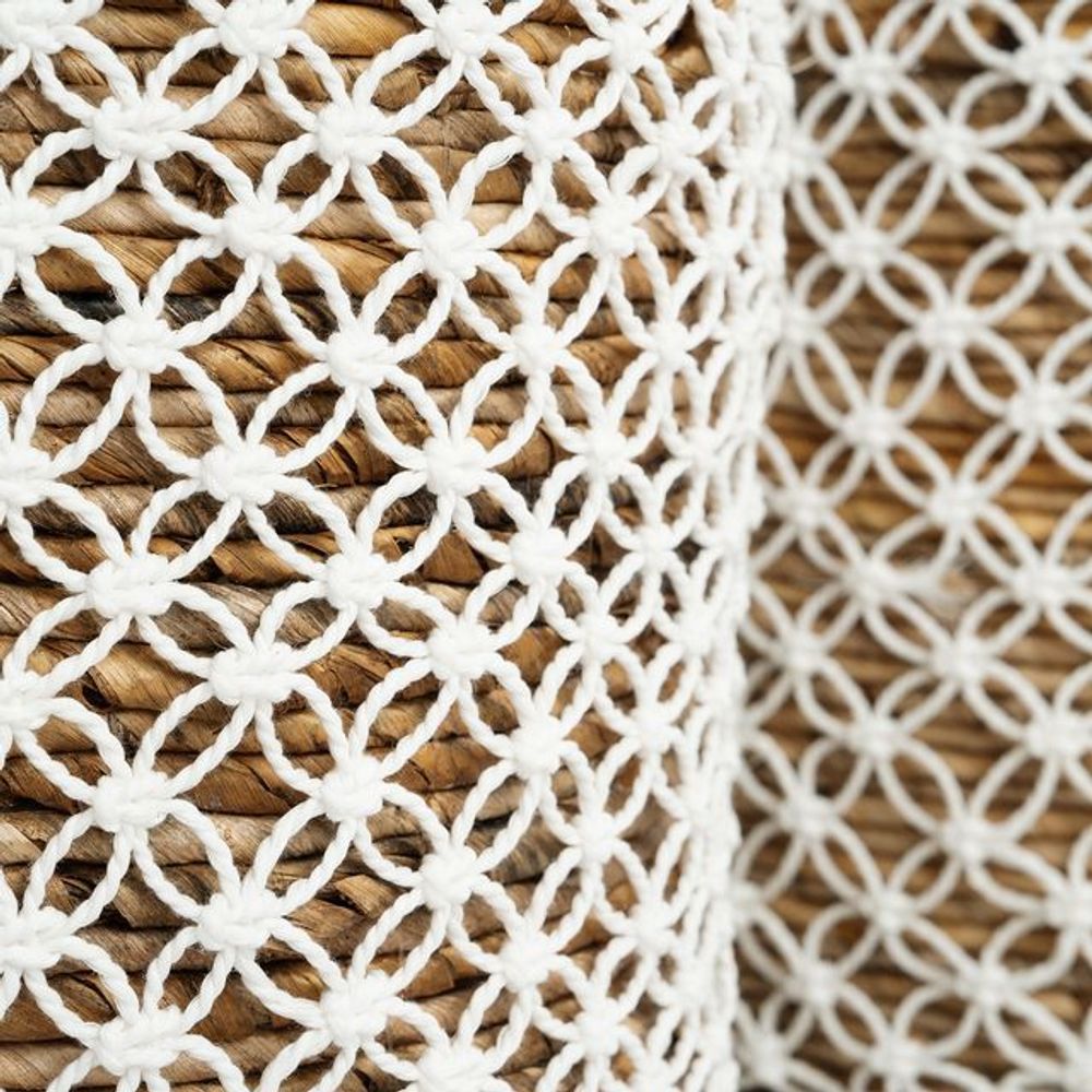 Boîtes de rangement - Le Panier Macramé Stitches Croisés - Naturel Blanc - S - BAZAR BIZAR LIVING