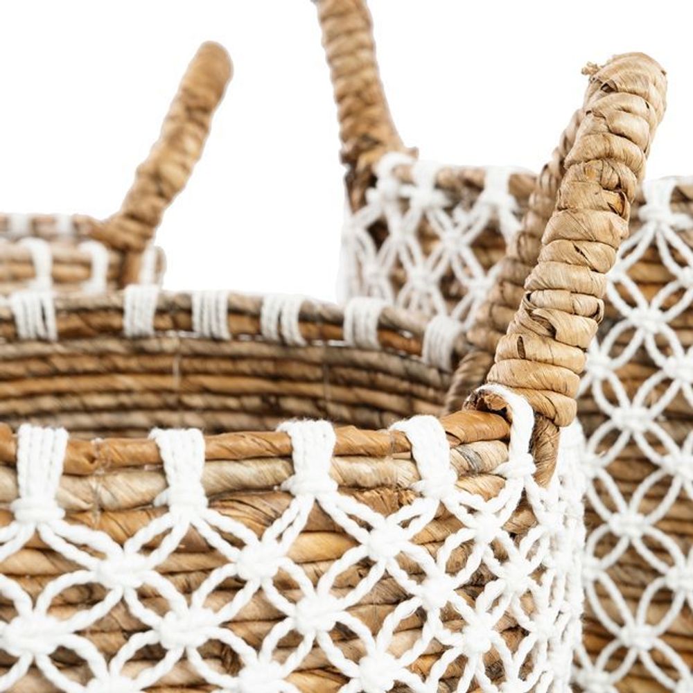 Boîtes de rangement - Le Panier Macramé Stitches Croisés - Naturel Blanc - S - BAZAR BIZAR LIVING