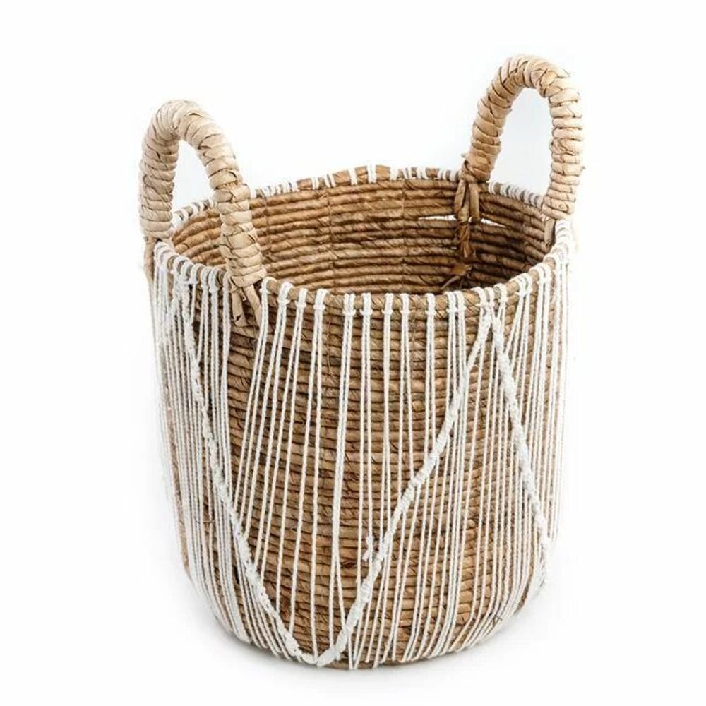 Boîtes de rangement - Le Panier Macramé Stitches Droits - Naturel Blanc - M - BAZAR BIZAR LIVING
