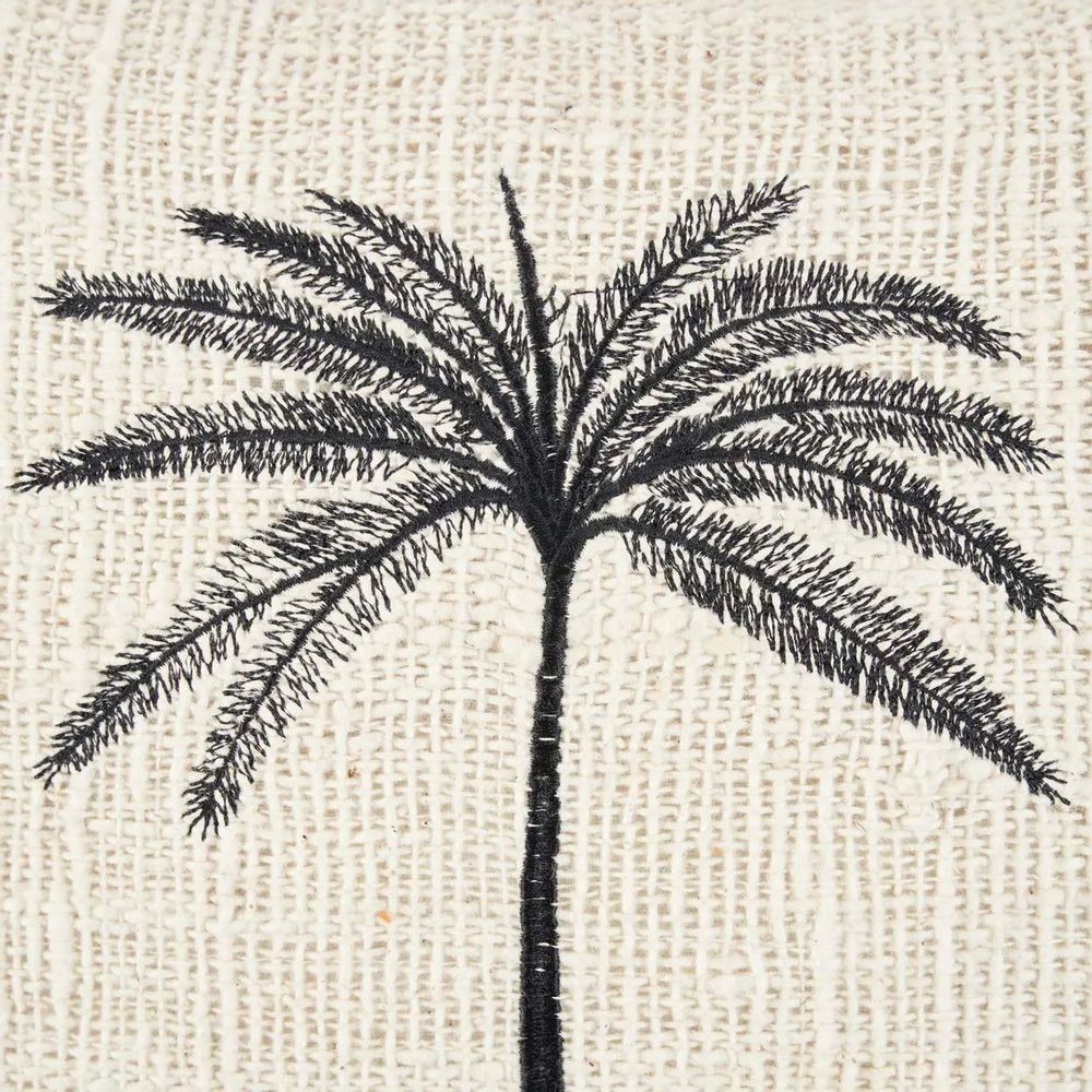Cushions - The Gili Palm Cushion Cover - Natural Black - BAZAR BIZAR LIVING