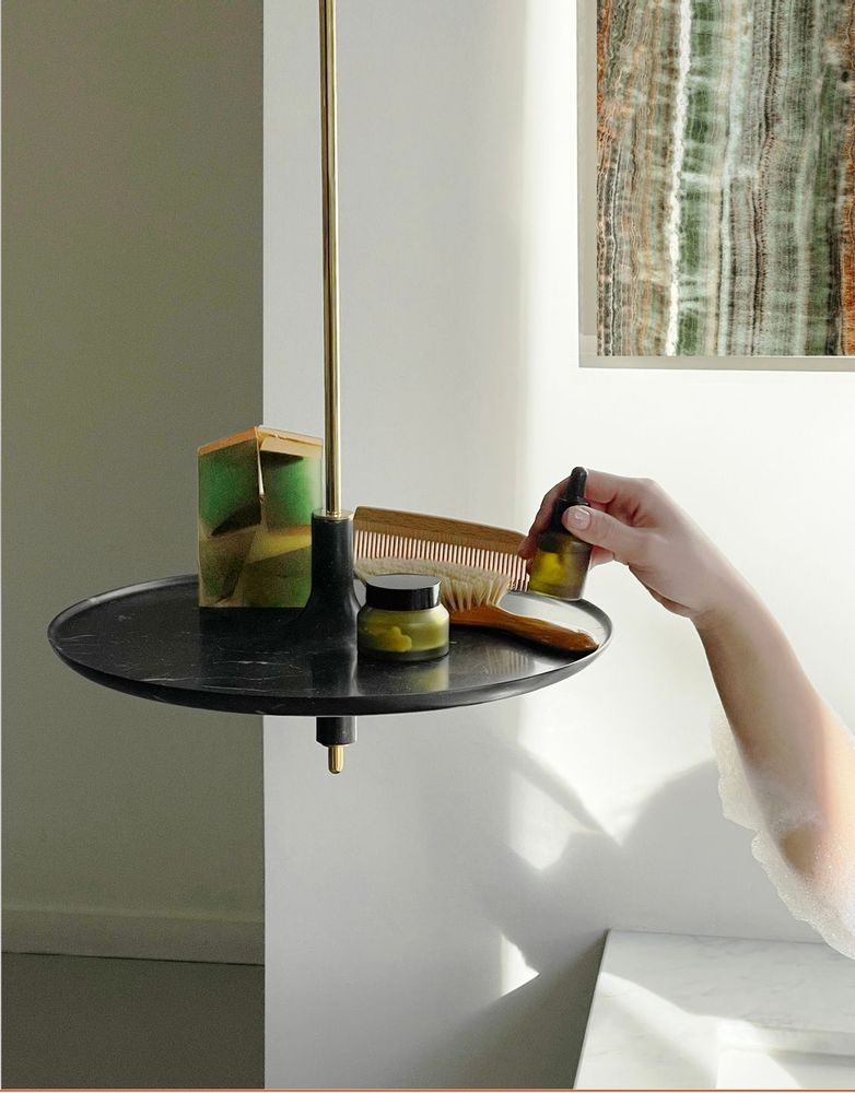 Bathroom equipment - Spinning top shelf TOUPY - Nero marquina black marble - MADEMOISELLE JO SRL