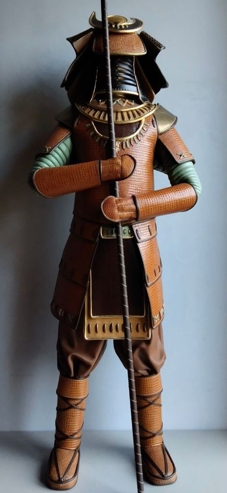 Sculptures, statuettes and miniatures - Large Crocodile Samurai Leather Sculpture - ANNIE DELEMARLE SCULPTURE CUIR
