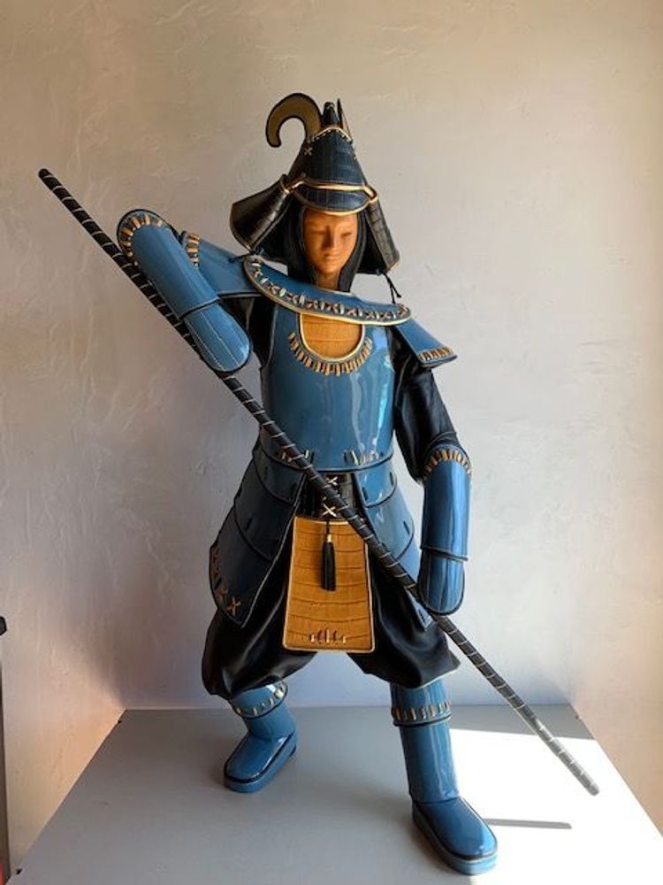 Sculptures, statuettes and miniatures - Large Crocodile Samurai Leather Sculpture - ANNIE DELEMARLE SCULPTURE CUIR