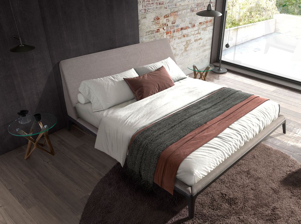 Beds - Grey fabric bed - ANGEL CERDÁ