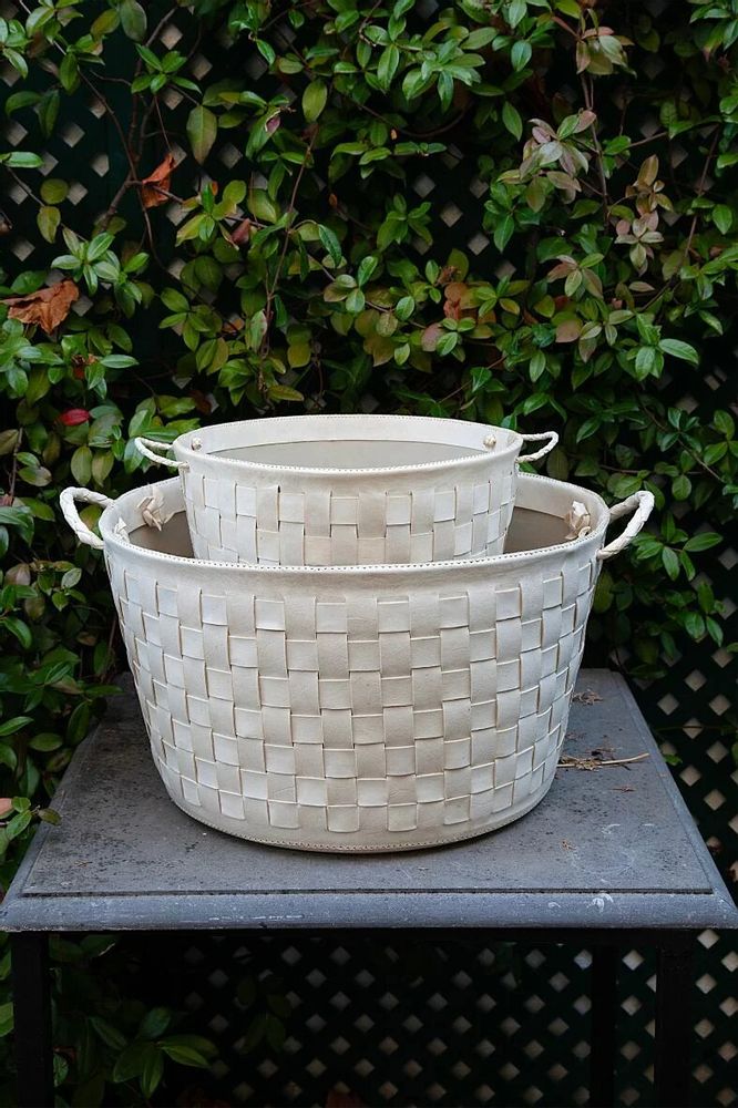 Objets de décoration - Sac en cuir tissé - SOL & LUNA