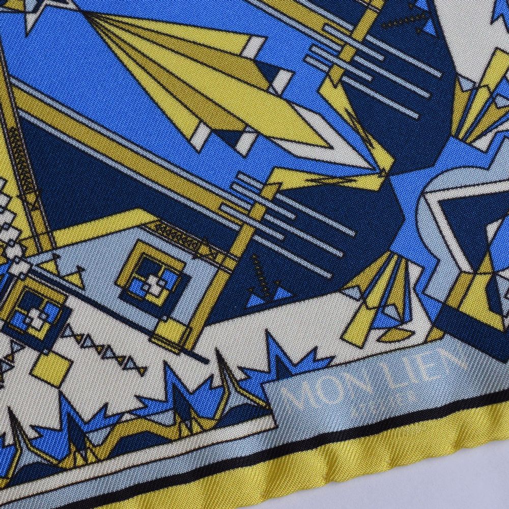 Foulards et écharpes - Pochette de soie | Le chemin mystérieux | jaune et bleu - MON LIEN ATELIER