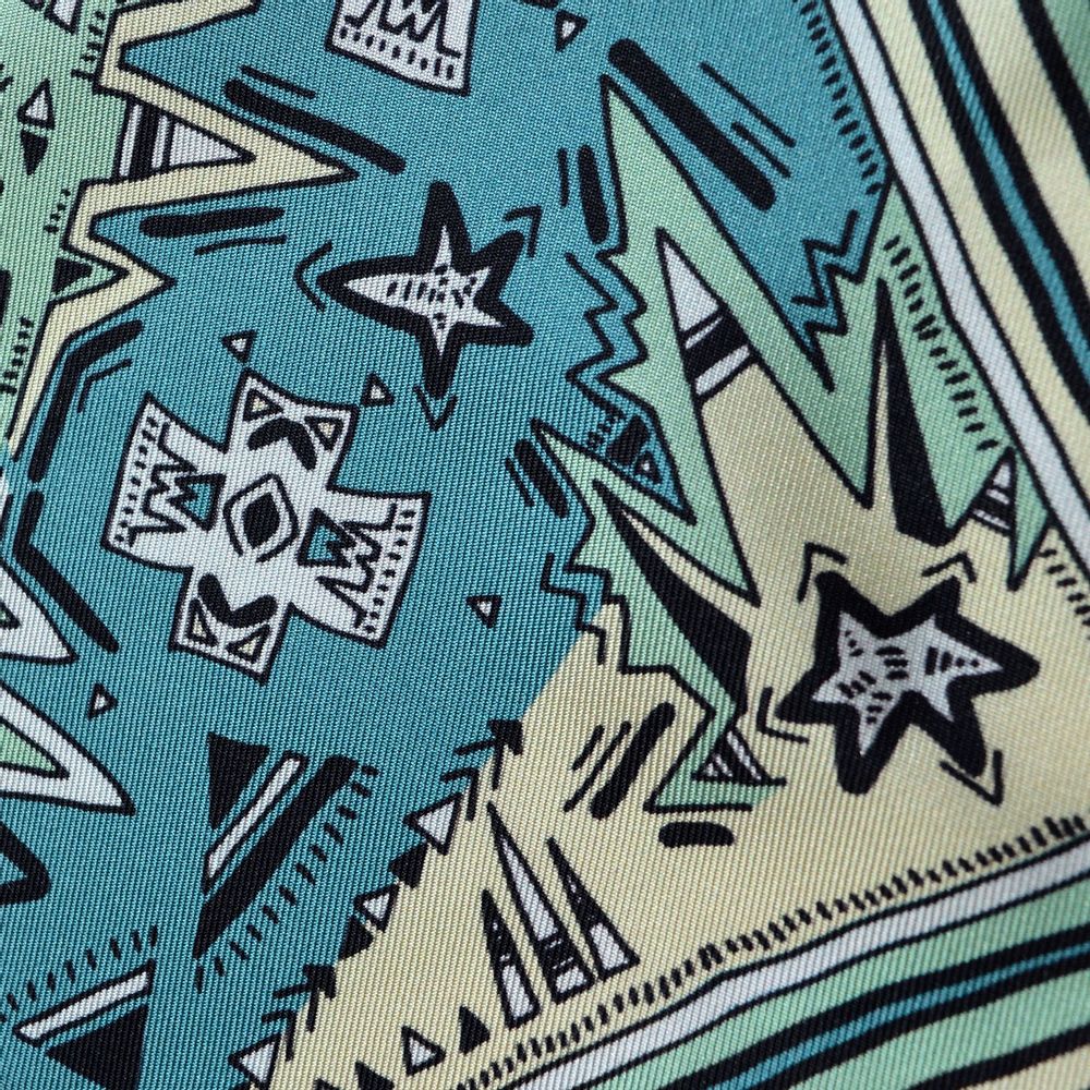 Foulards et écharpes - Pochette de soie | La tête dans les étoiles | turquoise et octane - MON LIEN ATELIER