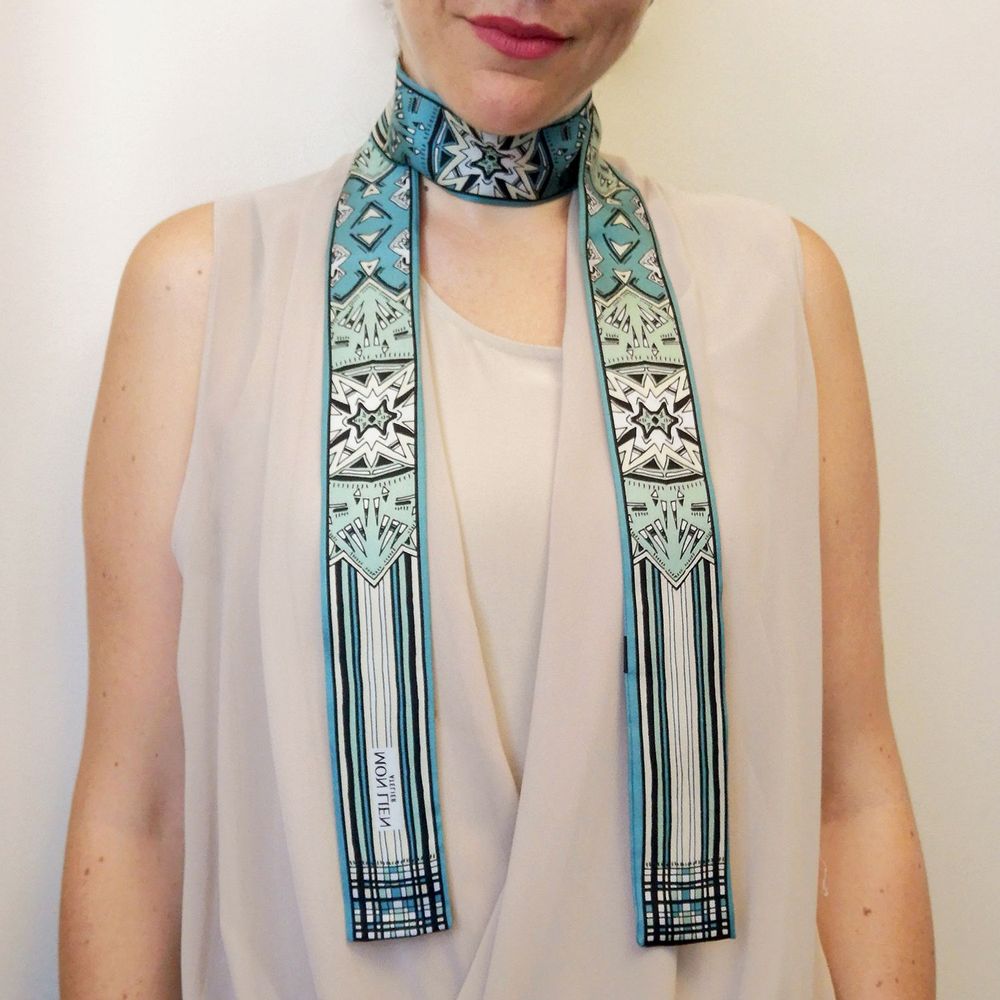 Foulards et écharpes - Ceinture de soie | La tête dans les étoiles | turquoise et octane - MON LIEN ATELIER