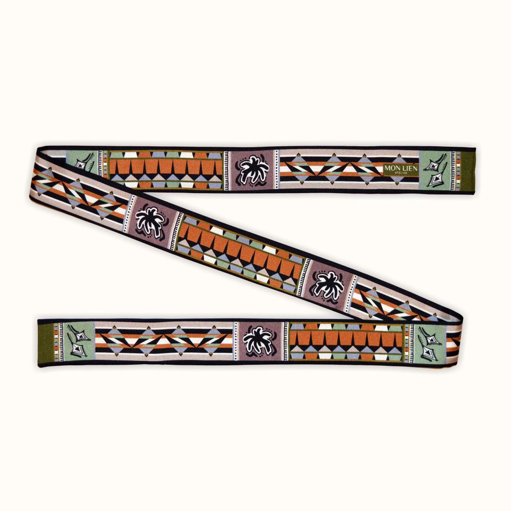 Scarves - Silk sash | The Ecstasy of Flight | ivory and brown - MON LIEN ATELIER