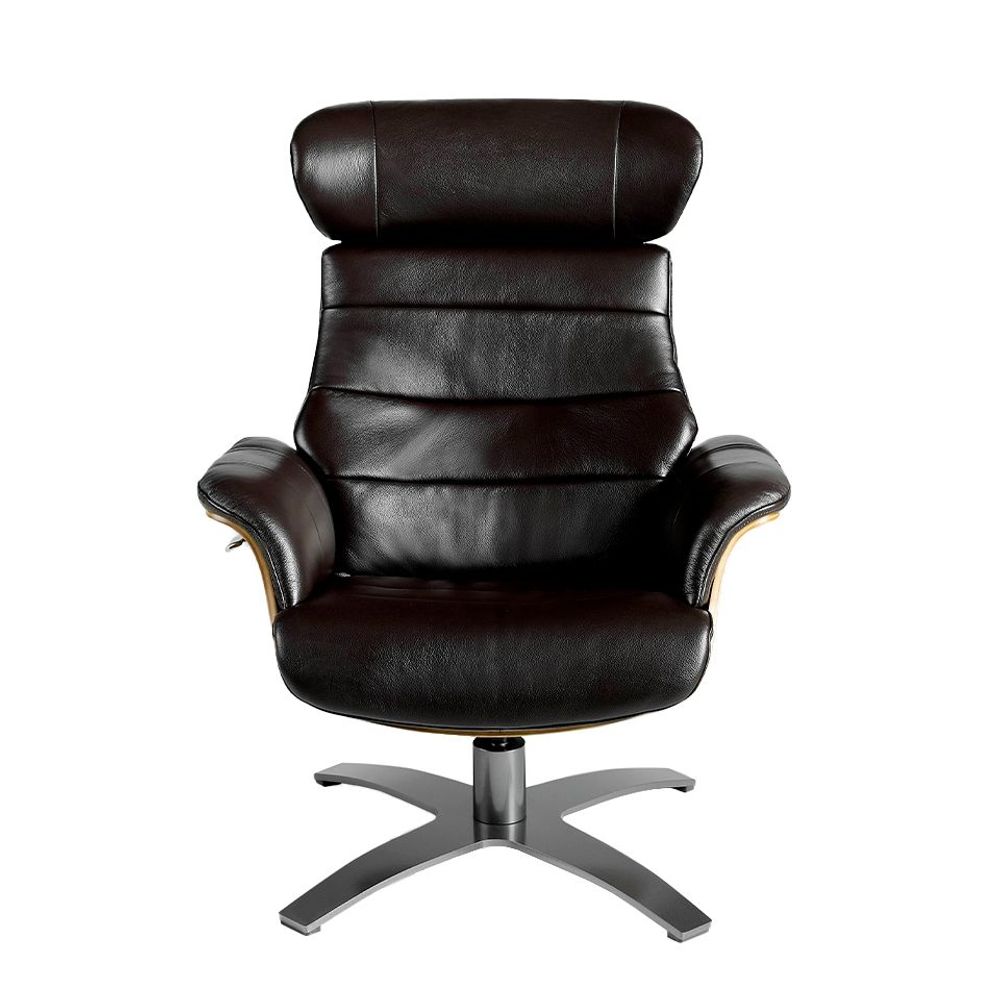 Fauteuils - Fauteuil pivotant tapissé de cuir de vachette marron - ANGEL CERDÁ