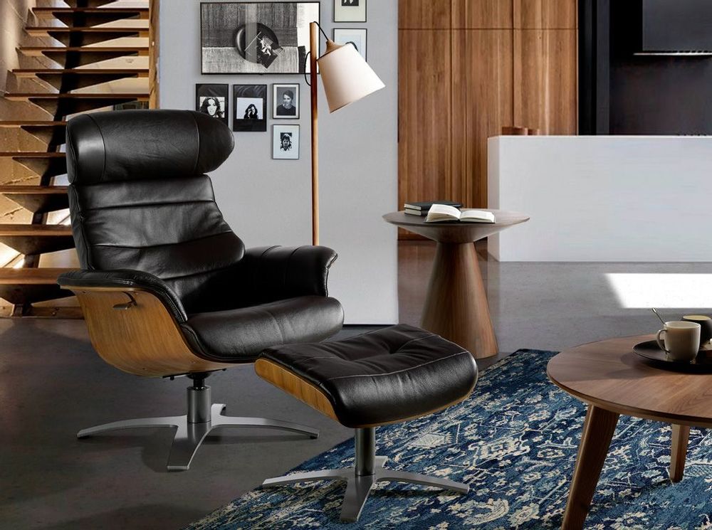 Fauteuils - Fauteuil pivotant tapissé de cuir de vachette marron - ANGEL CERDÁ