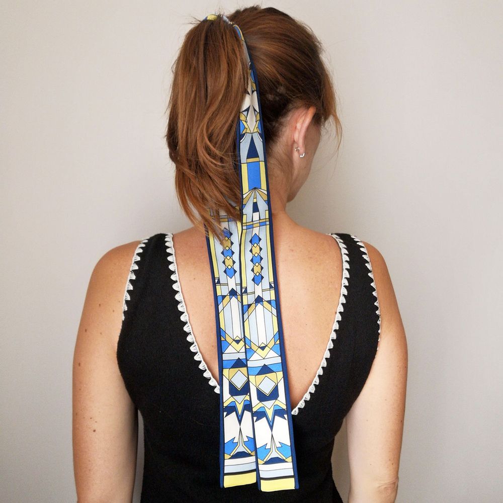 Scarves - Silk sash | The Mysterious Path | yellow and blue - MON LIEN ATELIER