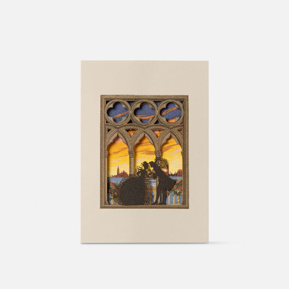 Papeterie bureau - Silhouette de masque de Venise - Carte triple - IL PAPIRO