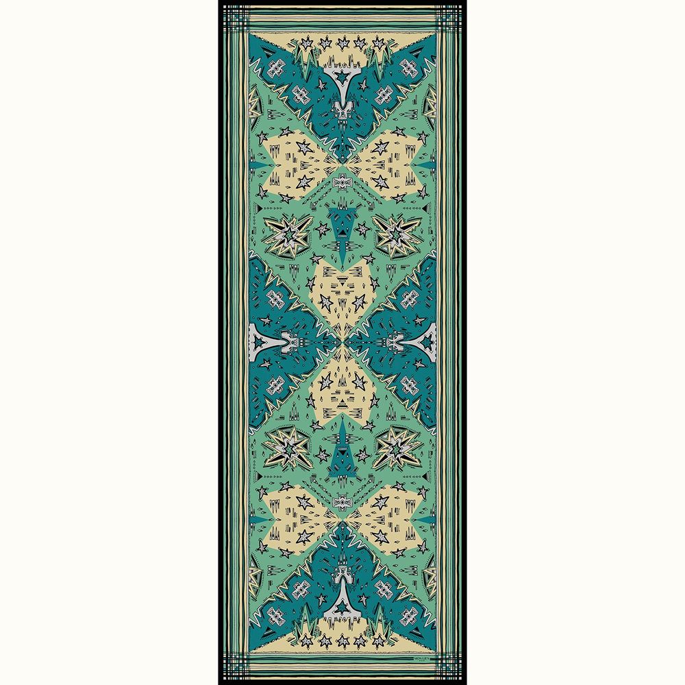 Foulards et écharpes - Étole de soie | La tête dans les étoiles | turquoise et octane - MON LIEN ATELIER