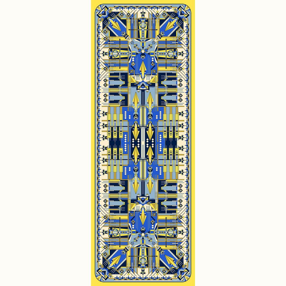 Foulards et écharpes - Étole de soie | Le chemin mystérieux | jaune et bleu - MON LIEN ATELIER